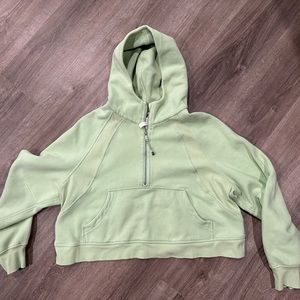 Used Lululemon Scuba Oversized 1/2 Zip Cropped Hoodie Creamy Mint